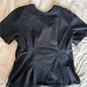 Banana Republic Black Crewneck Cinch-Waist Short Sleeve Tee